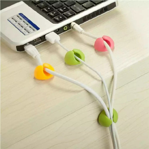 Cable Holder 6 pieces ( green pink yellow) - حامل الوايرات - Shopzz