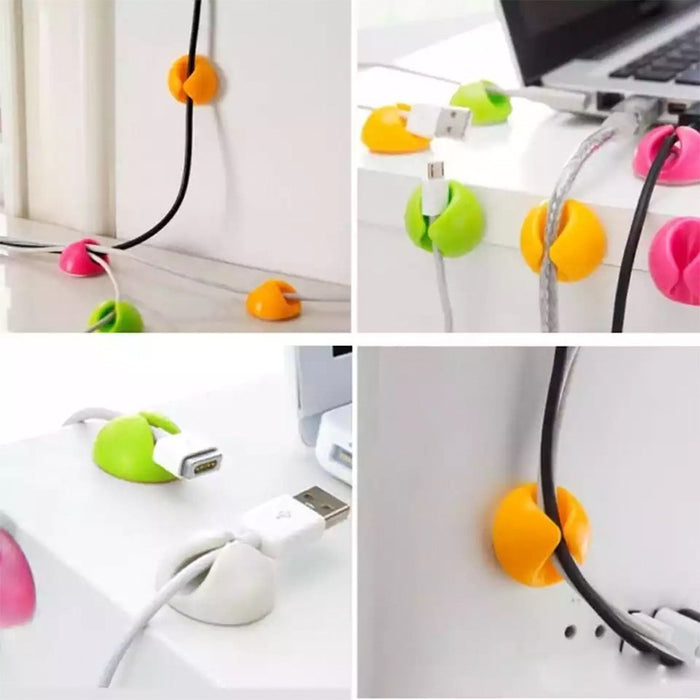 Cable Holder 6 pieces ( green pink yellow) - حامل الوايرات - Shopzz