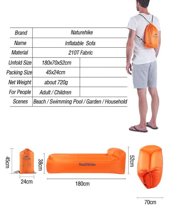Naturehike Inflatable Sofa Inflatable Float Lounger Outdoor Air Sofa Swimming Pool Inflatable Bed Beach Inflatable Lounger - Shopzz