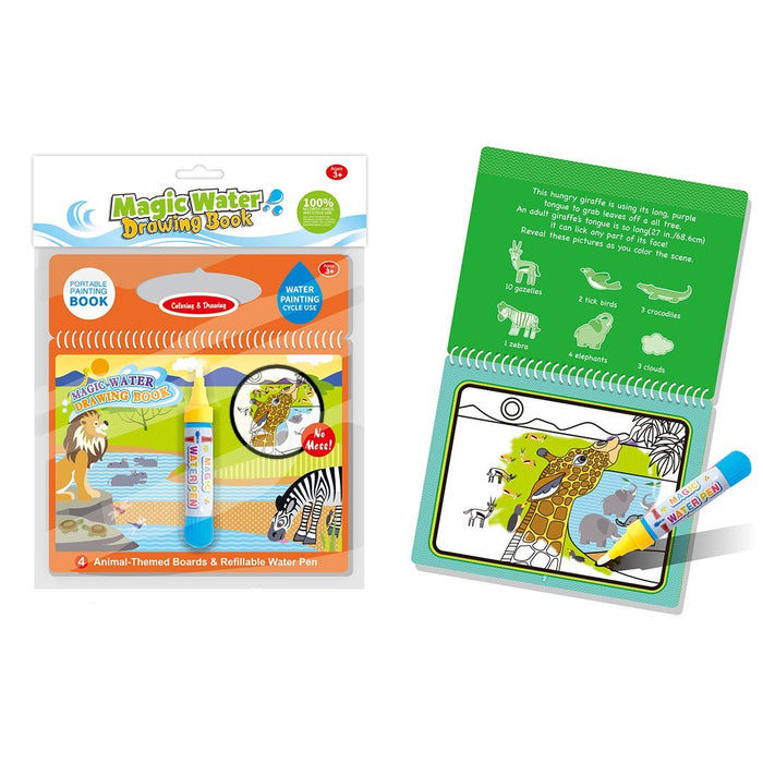 MAGIC WATER DRAWING BOOK ANIMAL THEMED BOARDS- كتاب تلوين سحري للاطفال - Shopzz